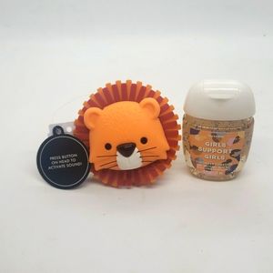 Bath and Body Works 1 Noise-Making Lion Pocket Bac Holder & 1 Anti Bac Hand Gel